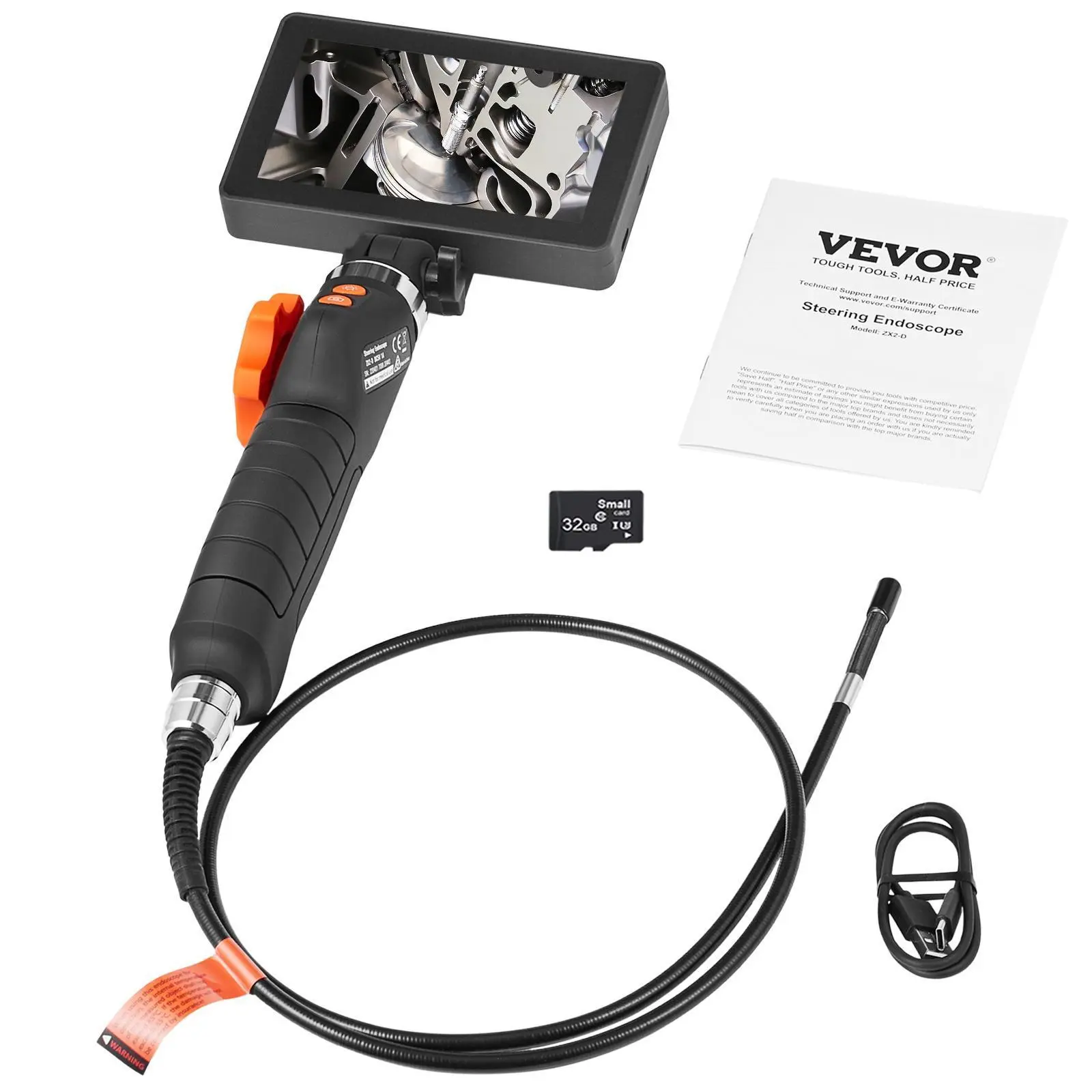 【Fallpicks】VEVOR Flexible Borescope Camera,  , Dual-Articulation Endoscope with 6.4mm Slim Lens, 5-inch IPS HD Display, 8X Magnification, 8 LED Illumination Snake Camera for Car Maintenance, Plumbing