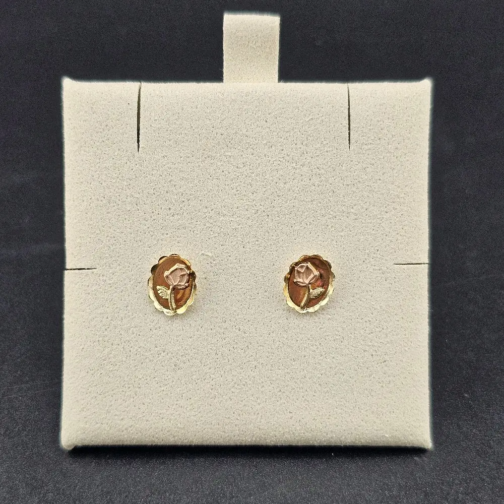 14k Gold Flower Design Earrings, Kenia Collection Jewelry for Everyday Wear
