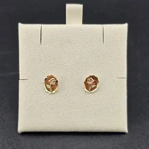 14k Gold Flower Design Earrings, Kenia Collection Jewelry for Everyday Wear