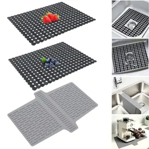 3 Pack Kitchen Sink Mats for Double Sink, Non‑Slip Wear‑Resistant Countertop Pad, Countertop Mat, Quick Draining Dish Drying Mats