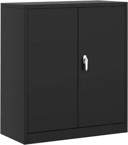 Metal Wall Cabinet,Black Wall Cabinet with 2 Doors,Hanging Cabinets with Handle,for Garage, Home, Office, Utility Room-Black