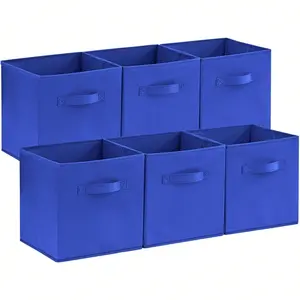 Collapsible Storage Cubes 11 Inch Foldable Fabric Bins Multi-Color Organizers Decorative Organizing Baskets For Shelves For Closet, Utility Room, Storage Room Set Of 6 Home Bathroom Decor Bathroom Organizer Summer Boxes Light