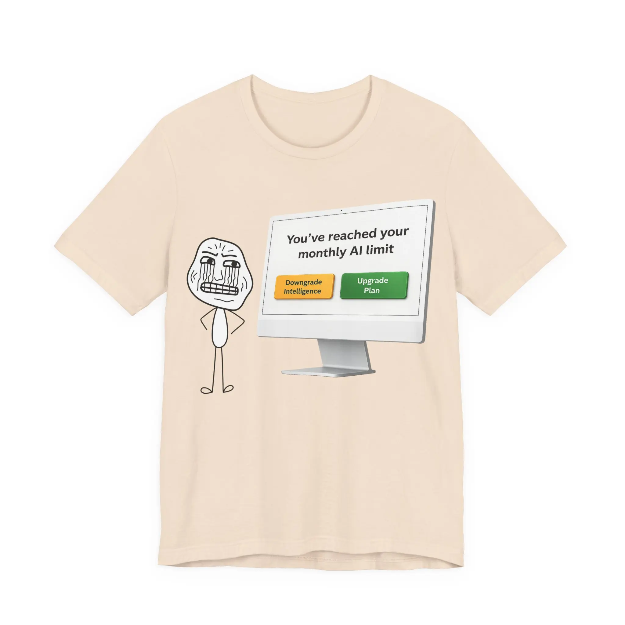 AI Monthly Limit Reached T-Shirt – Funny AI Quota Exceeded Upgrade Plan Meme Tee Bella + Canvas 3001