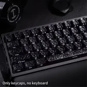 Carbon Fiber Pattern Keycaps, Forging Carbon Texture, Side-engraved Characters, Opaque Characters, PBT Material, Compatible with 6.25U Space Bar 61 63 64 68 75 81 84 87 98 99 100 104 108