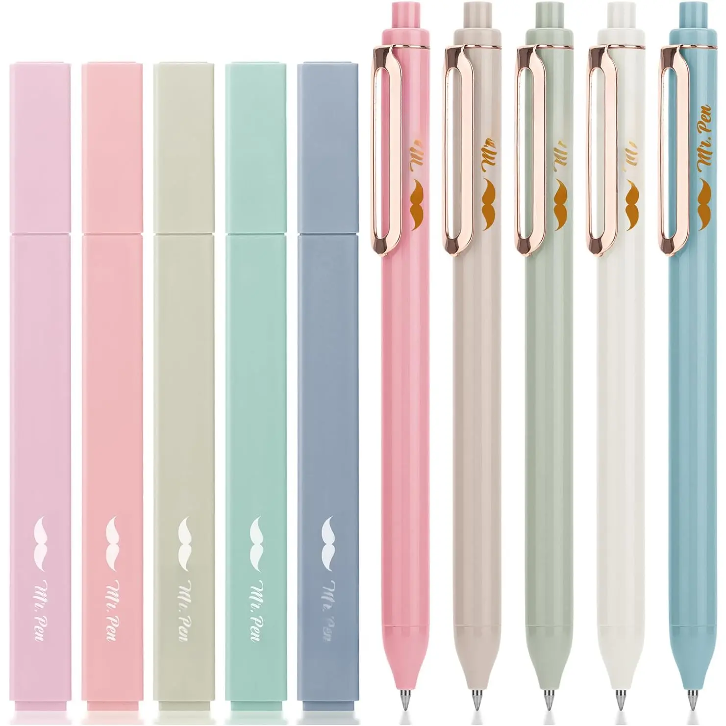 10-Pack Aesthetic Highlighters & Gel Pens Set, Chisel Tips, Pastel Morandi & Vibrant Colored, No Bleed, Gel Ink for Bible Highlight/Write, Office Stationery Writing Tools