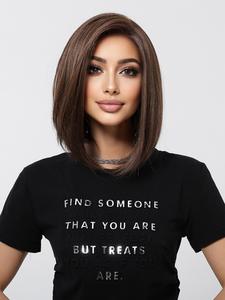 12 inch straight wig, lace front closure, short bob wave wig for women, easy to wear and maintain, fashionable hairpiece for stylish look