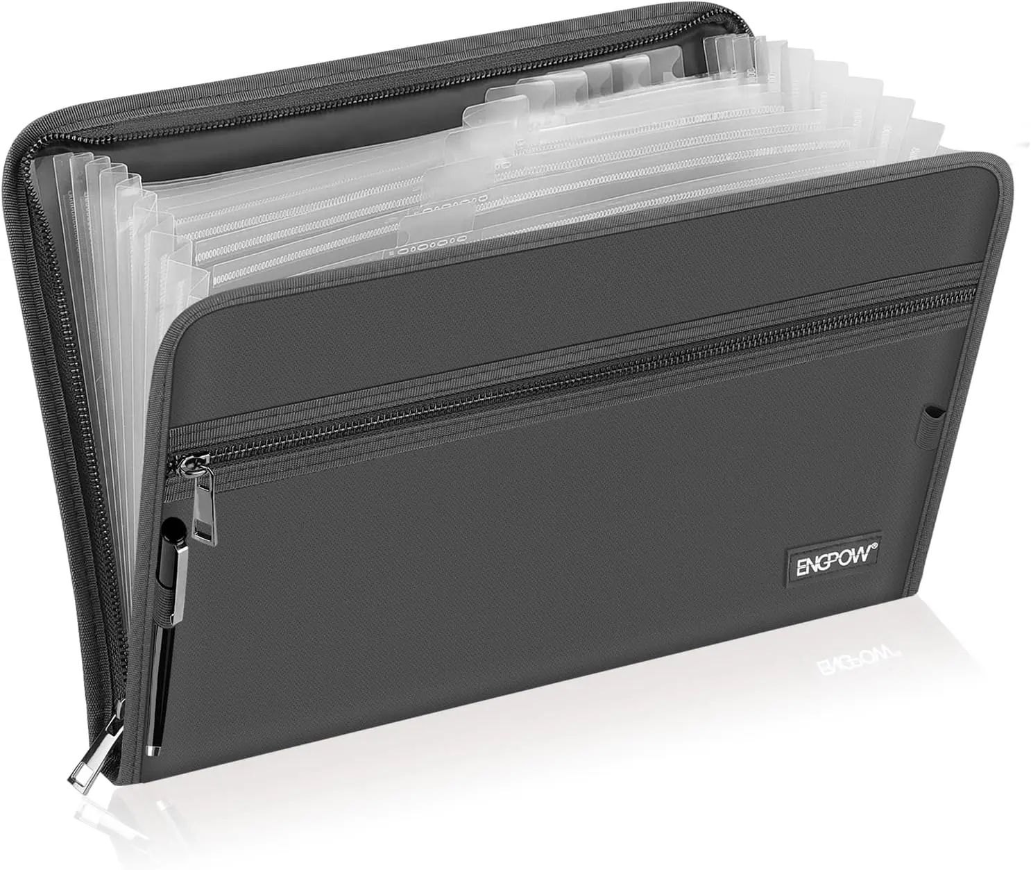 Accordion File Organizer,Fireproof 13 Pockets Expanding File Folder,Document Organizer Folder with Zipper＆Labels,Portable Home Travel Safe Storage for Letter A4 Files and More,Gray
