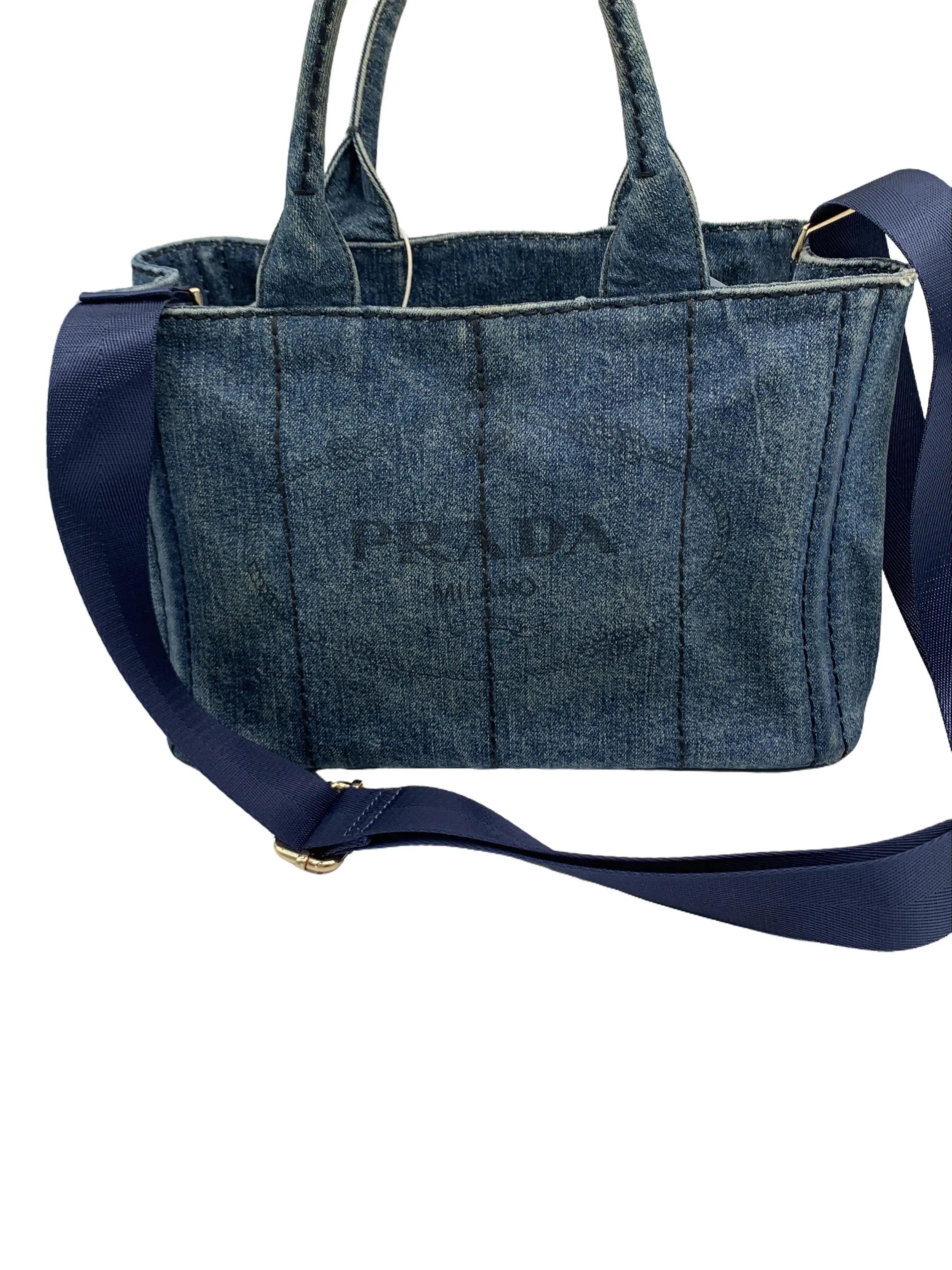 Pre-owned PRADA denim tote handbag/wj04114309/4309