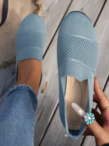 Women's Slip-On Flats, Lightweight Slip Ons, Breathable Knit Design, Soft Comfortable Sole, Lightweight Casual Shoes, Perfect for Daily Wear