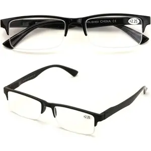 2 Pairs Rectangular Half Rim Reading Glasses - Simple Classic Reader