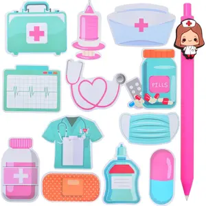 12 Pads Funny Nurse Sticky Notes Nursing Student Essentials Mini Notepads Booklet Self-Stick Memo Pad with 1 PCS Cute Nurse Pen for Medical Students Hospital School Supplies