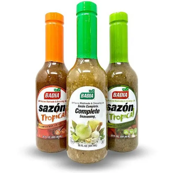 Badia Spices Complete Seasoning® & Sazon Tropical Liquid Spices Variety Pack - All Purpose Seasoning Bundle with US Coriander Blend, Room-Temperature Storage, Flavor-Boosting for Cooking, Marinades
