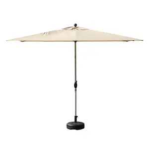 Beige Rectangular Patio Umbrella with Crank Lift, Tilt for Backyard, Pool & Deck (Base not included) - W1859P320950