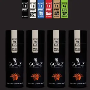 4 Pack Dark Chocolate- Bundle & Save. Sugar-Free. No Sugar-Alcohols. No Artificial Sweeteners. Dairy-Free. 1g Net Carb, Vegan, Soy-Free, non-GMO, All Natural.  Keto Friendly, Diabetics Friendly. Great Keto Snack and healthy keto candy replacement.