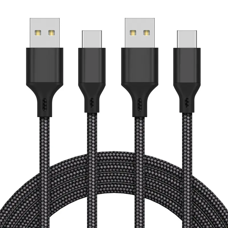 MENEEA 2-Pack Bundle 10FT USB-C Charging Cable for PS/XSX/Switch Controllers - Nylon Braided, Overload Safe, 10,000 Bends, Type-C Port Console Accessories Kit (Black)