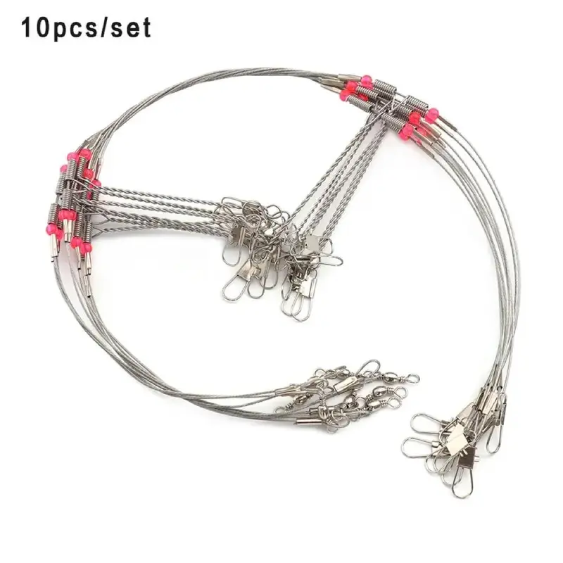 Fishing Wire Leader Trace with Easy to Use Snap, 10pcs Portable Durable Fishing Wire Line, Fishing Accessories Kit, Fishing Tackle, Fishing Tools, Fishing Equipment, Fishing Supplies