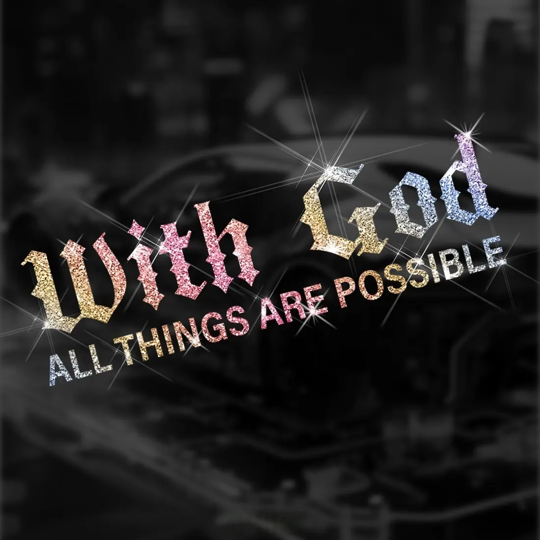1pc Inspirational Religious Quote Sticker, Universal Car Sticker Shiny Sparkle Decal for Cars Motorcycles Trucks Laptops Walls, Car Decorations, Decals For Vehicles, Vehicle Exterior Decoration, Car Decorative Sticker, No Residue Adhesive