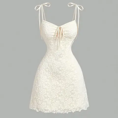 Women's Solid Color Tie Shoulder Cami Sleeveless Dress, Fashion Casual A-Line Dress for Daily Outdoor Wear, Women's Dress for Summer, Casual Chic Dress, Casual Fashionable Dress, Womenswear