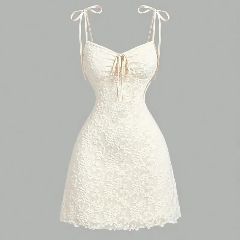 Women's Solid Color Tie Shoulder Cami Sleeveless Dress, Fashion Casual A-Line Dress for Daily Outdoor Wear, Women's Dress for Summer, Casual Chic Dress, Casual Fashionable Dress, Womenswear