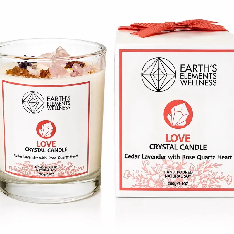 Love healing crystal candle
