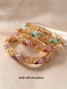Vintage Enamel Rose Cuff Bracelet - Hollow-Out Floral Design with Hand-Dripped Detail, Luxury Statement Bangle, Flower Design Bracelet, Bohemian Bracelets, Bracelet Jewelry