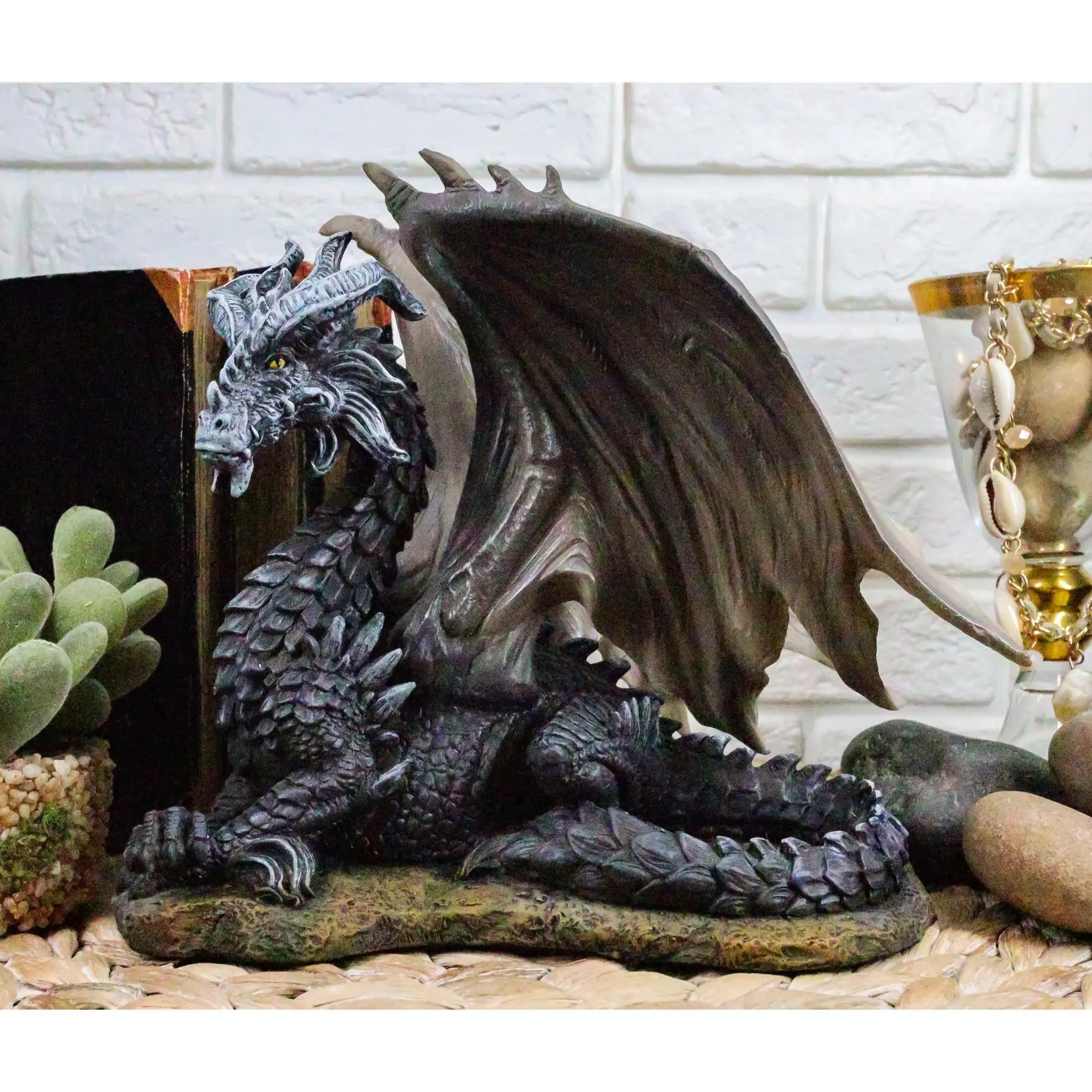 Ebros Dark Dragon (Black) Collectible Serpent Figurine Sculpture Statue 7.25" Height