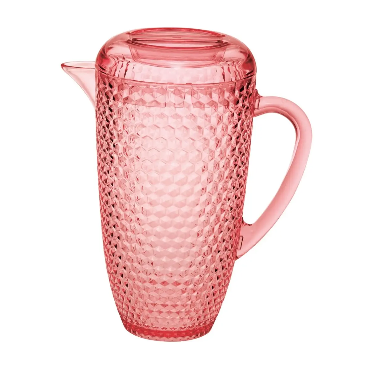 360 stand 2.5 qt. Diamond Acrylic Pitcher - Pink, Sturdy, Heavy Duty, Stylish, Lidded Serving Jug for Indoor/Outdoor Kitchenware Use