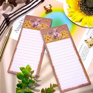 Scottish Highland Cow Magnetic Notepad (2/4/8 Packs) - 7.9x3 Inch, 60 Pages/Book - Removable Tear-Off Sheets, Fridge Magnet for Shopping Lists, To-Do Lists & Memos, Office Stationery Supplies