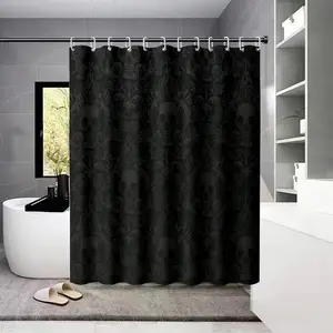 1PC Halloween Gothic Skull Pattern Shower Curtain, Multiple Sizes, Polyester Fabric, with Hooks, Machine Washable, All Seasons, Bathroom Partition Curtain, Suitable for Walls and Bathtubs, Home Decoration Shower Curtain, Bathroom Decoration Accessories