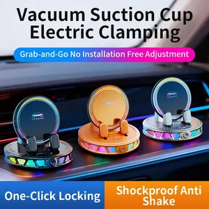 Magnetic Car Phone Holder, Wireless Charging 15w Fast Charge, Strong Magnetic Adhesion, 360 Degree Rotating Base, Cool LED Lights, Car Accessories