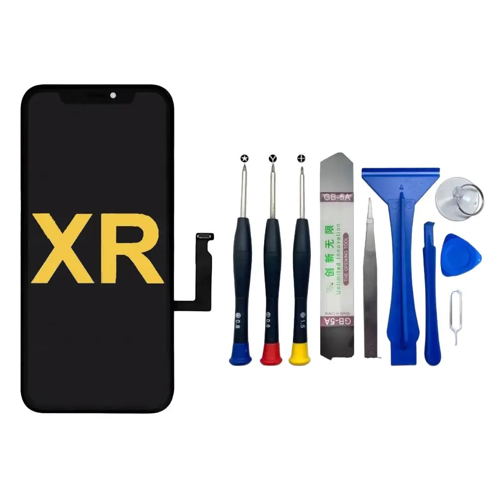 iPhone Xr LCD Screen Replacement with Repair Tool kit, Full Assembly Touch Digitizer, Cracked Screen Fix, Adhesive, Screwdriver Set