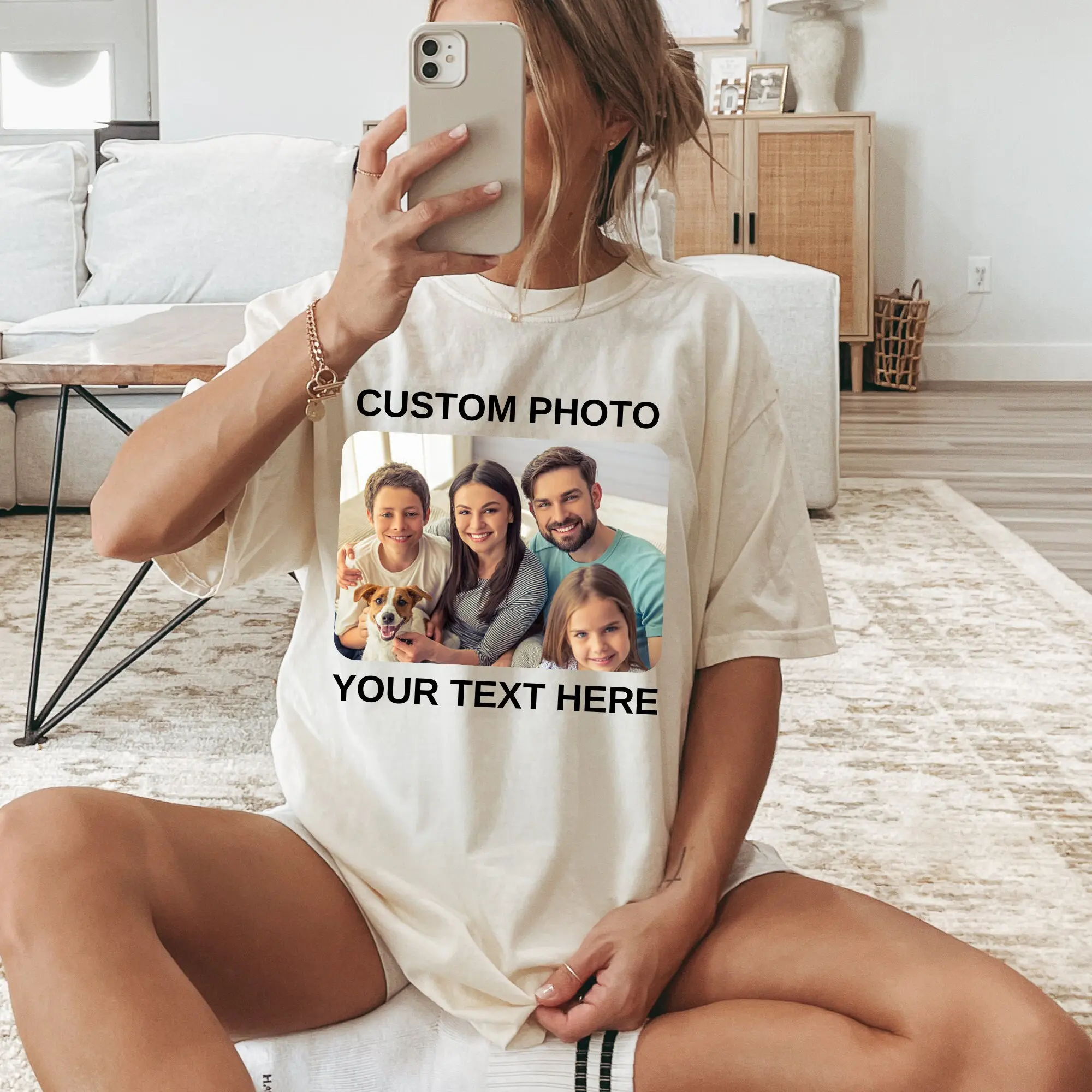Custom Photo Shirt with Your Text, Personalized Picture T-Shirt, Perfect for Mother's Day, Custom Graphic Tee, Custom Logo Shirt, Photo Tee  Daily Streetwear,  Graphic Tees, Gift For Him