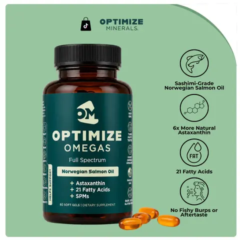 Optimize Omegas Fish Oil Softgels, Optimize Omegas Full Spectrum Norwegian Salmon Oil 2000mg with Astaxanthin, EPA DHA DPA, Non-GMO, Made in USA, 60 Count