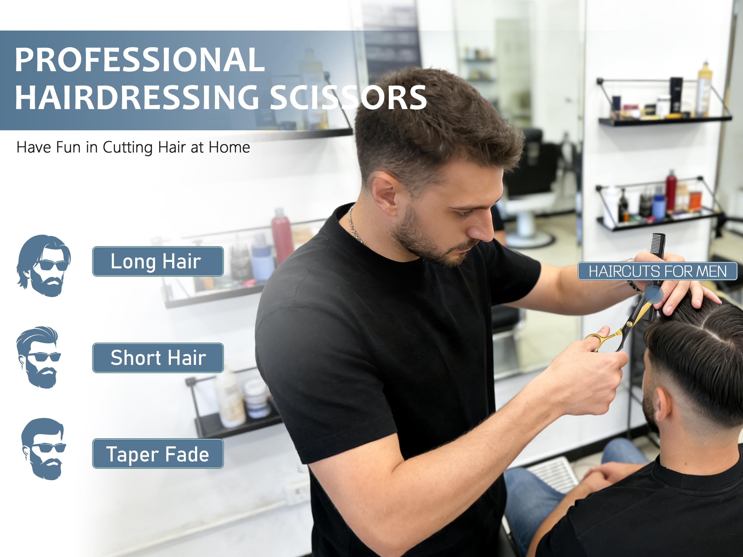 LQT Professional Hair Cutting Scissors Set, 12Pcs Barber Kit with Hair Scissors, Thinning Shears, Razor, Combs, Clips, Neck Duster, Complete Haircut Tools for Home & Salon Use