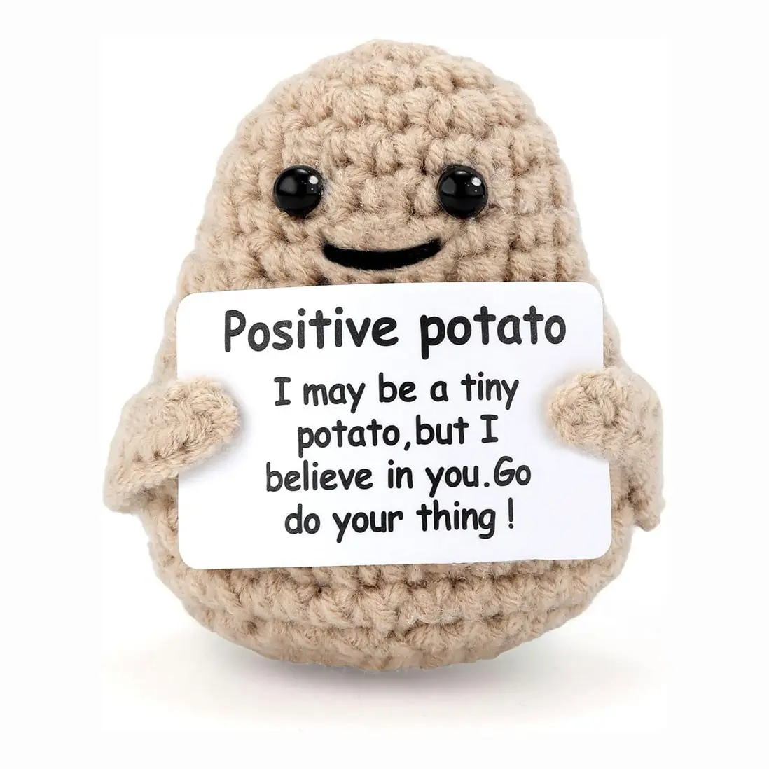 Inspirational Crochet Amigurumi Potato Funny Gifts with Positive Words for Women Men Friends Coworkers,Handmade Emotional Potato Doll Cheer Up Gift for Mother's Day,Birthday Gifts Cute Desk Decor