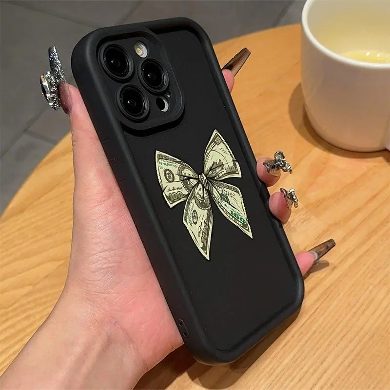 Bow & Money Pattern Smartphone Protective Casing, Anti-drop Cellphone Protective Case, Total Protective Shockproof Mobile Phone Cover Protector for iPhone 15 14 13 12 Series, Accessories