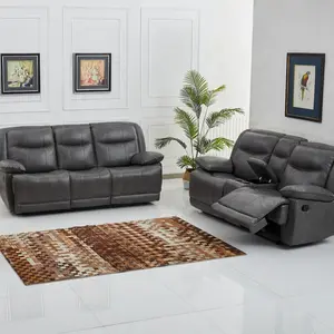Betsy Furniture Bonded Leather Reclining Sofa Couch Set Living Room Set 8006 (Grey, Sofa+Loveseat/Console+Recliner)