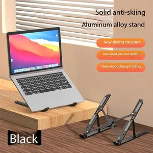 Aluminum Alloy Laptop Stand Foldable Adjustable Height Cooling Pad, Ergonomic Design for Notebook & Tablet, Durable Computer Accessory