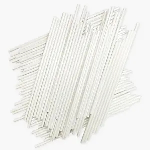 100 Count 6 INCH White Paper Lollipop Sticks,Cake Pop Sticks,Sucker Sticks for Cookies,Rainbow Candy,Chocolate,Cake Topper(Dia 4mm)