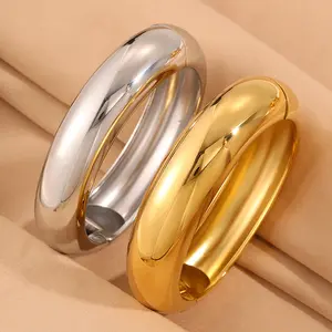 Large Exaggerated Titanium Steel Bracelet Open Smooth Round Super Textured Metal Bracelet High-End Bracelet