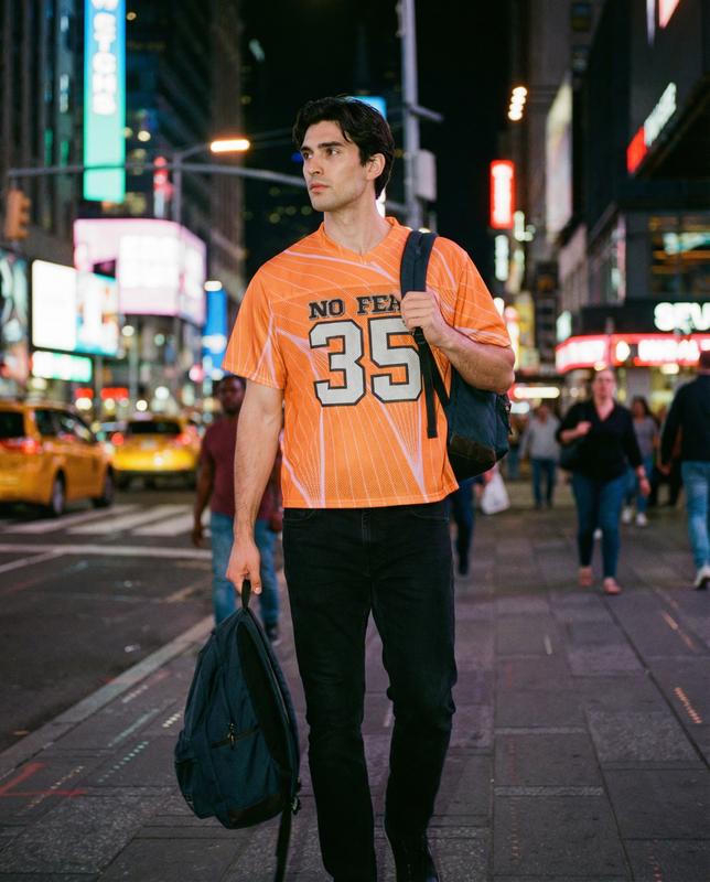 No Fear Orange Boxy Football Jersey