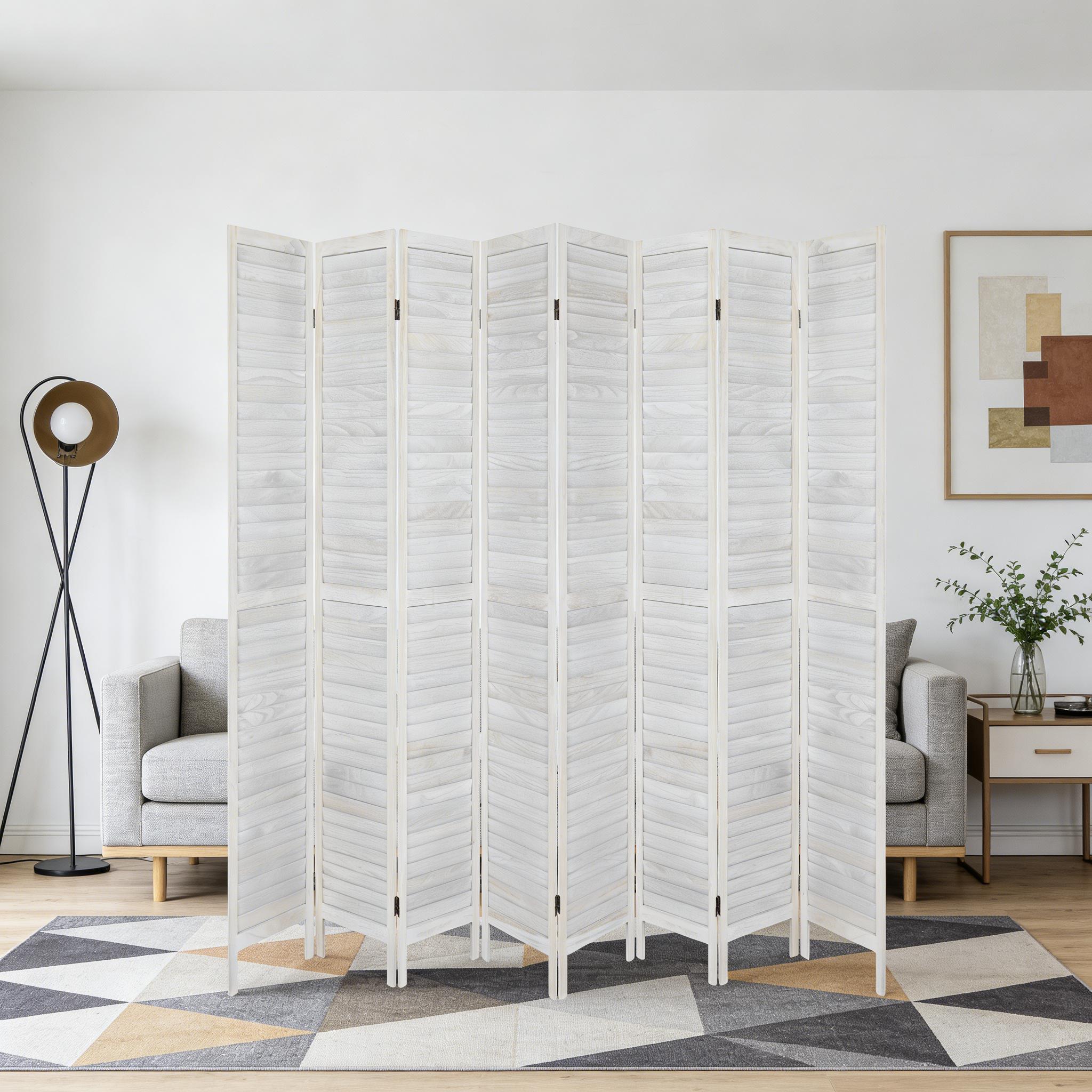 Fionafurn8PanelRoomDivider-FoldingPartitionPrivacyScreen,67"TallLouveredWoodWhiteDividerforHomeBedroomLivingRoomApartmentDorm,PortableFreestandingWallSeparator,NoAssemblyNeeded,360°Hinges,Light&AirFlow Fionafurn8PanelRoomDivider-FoldingPartitionPrivacyScreen,67"TallLouveredWoodWhiteDividerforHomeBedroomLivingRoomApartmentDorm,PortableFreestandingWallSeparator,NoAssemblyNeeded,360°Hinges,Light&AirFlow