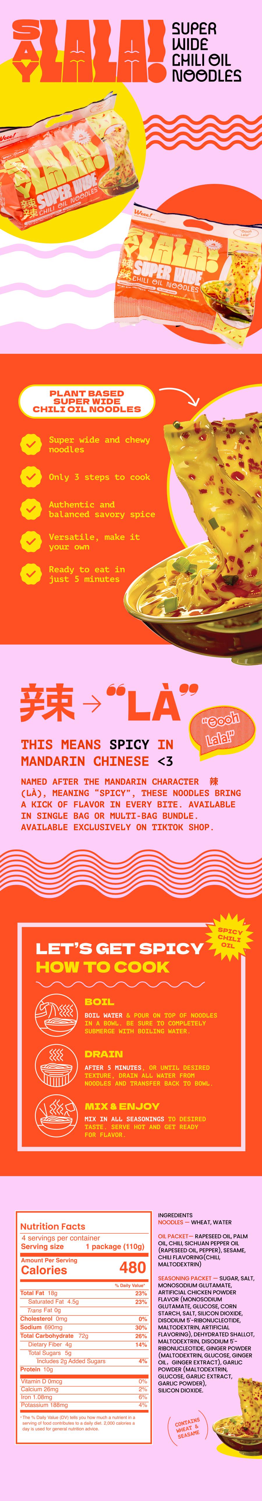 SAYLALA Super Wide Chili Oil Noodles (2 bags), Samyang Buldak Carbonara (1 bag), Ottogi Cheese Ramen (1 bag) | Instant Ramen Noodles