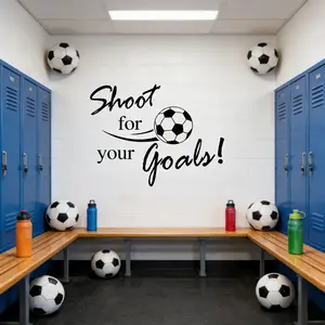 SICANDAENHK Level up your room with motivational soccer vibes!These "Shoot for Your Goals" vinyl stickers are easy to apply, great for walls, doors and windows.Ideal for kids’ bedrooms and playrooms for sporty decor🏆