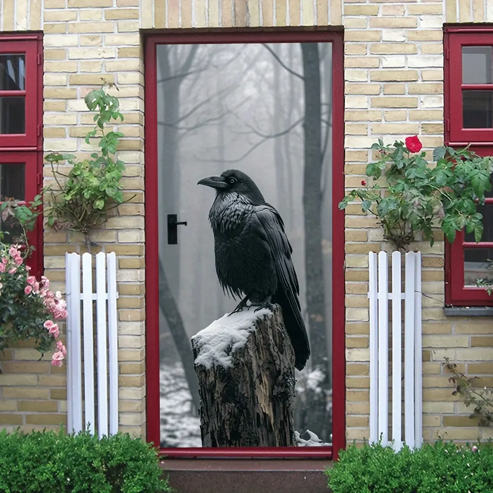 2pcs Dark Forest Crow Wall Sticker Gothic Mysterious Animal Decor Decal Self Adhesive Removable Waterproof Art Mural for Living Room Bedroom Wall Home Decor Stickers