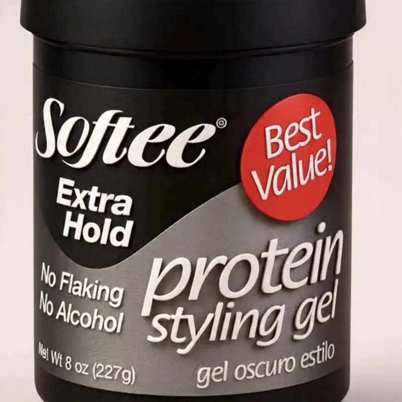 Softee Protein Hair Gel Extra Hold Alcohol-Free No Flaking Black 8 oz