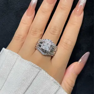 Square Five-in-One Ring, Micro Pave 5A CZ Stones Halo Design, Perfect Engagement Wedding Rings for Women Square Five-in-One Ring, Micro Pave 5A CZ Stones Halo Design, Perfect Engagement Wedding Rings for Women