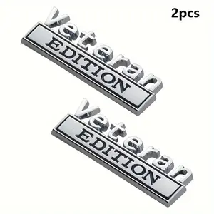 2pcs Veteran Edition Emblem 3D Badge Veteran Decal Sticker Fit for Universal Car Truck SUV Side Rear Front Hood Trunk Door for Universal Vehicle SUV Motorcycle Bike Chrome Accessories