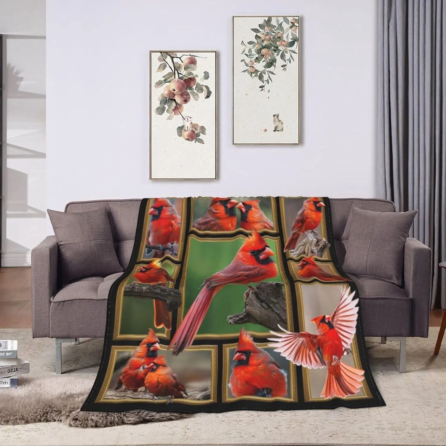 Flannel Blanket | Christmas Cardinal Red Bird Cozy Flannel Throw Blanket, Soft Warm Lightweight Winter Holiday Decor & Cardinal Gifts For Women Men Girls Boys, Perfect For Sofa Couch Bedding | Home & Gift