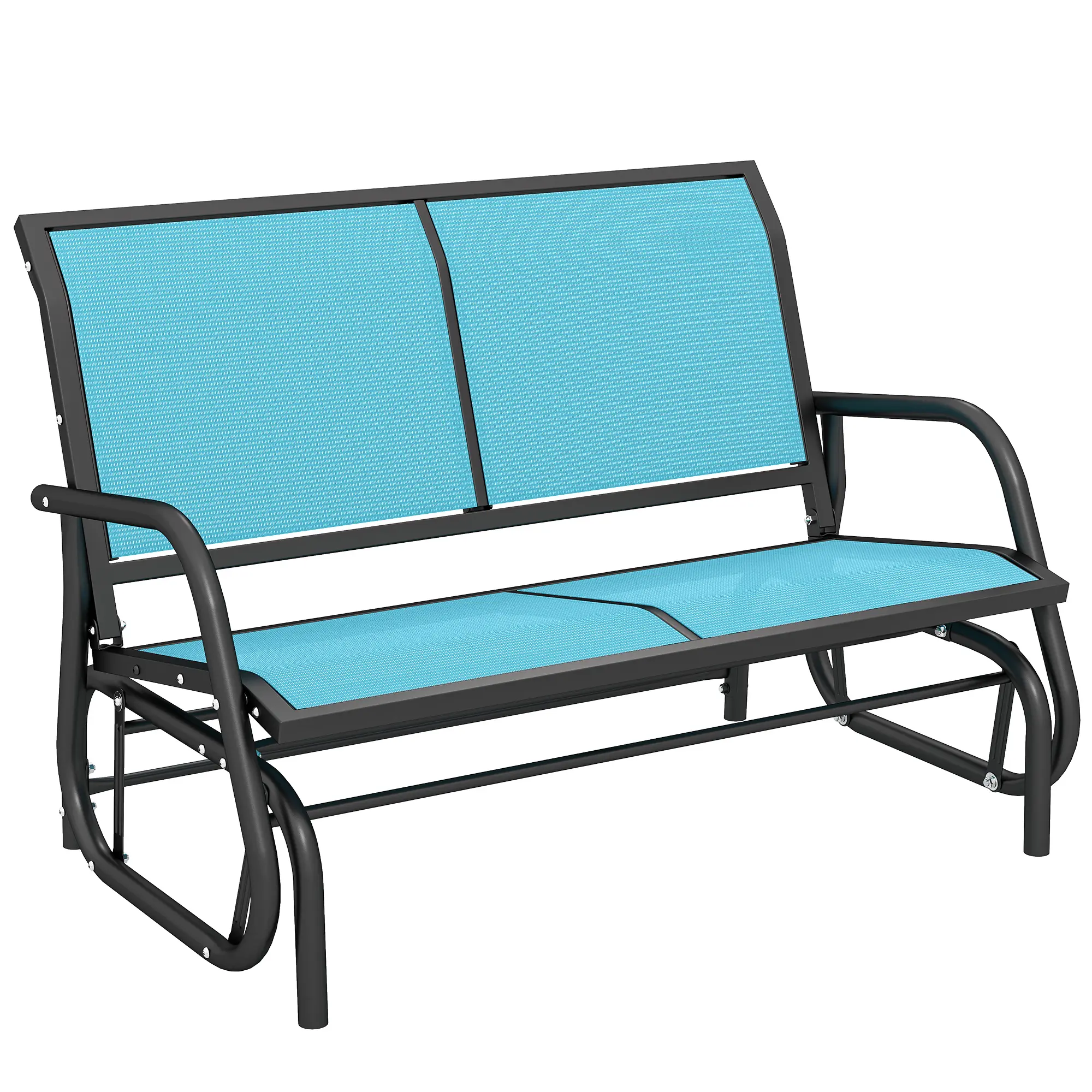 2-Person Outdoor Glider Bench – Patio Double Swing Rocking Chair Loveseat. Wide Seat Comfortably Seats Two. Perfect for Backyard, Garden or Porch. Blue